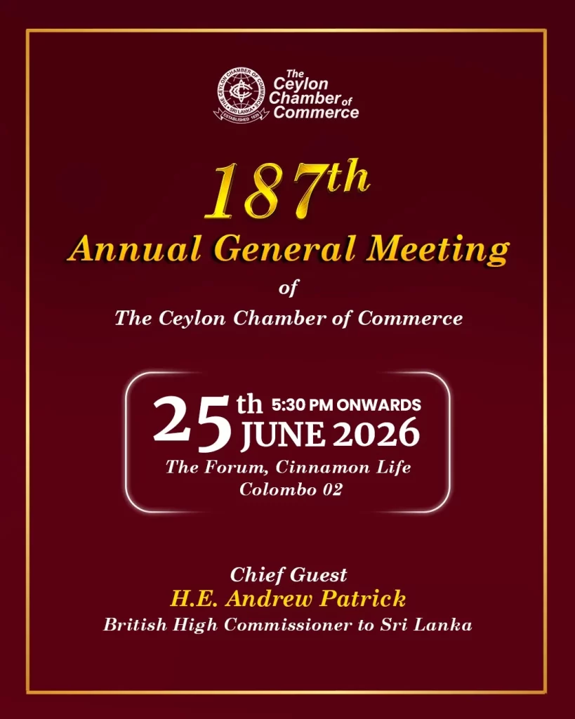 The Ceylon Chamber of Commerce to Hold 187th AGM